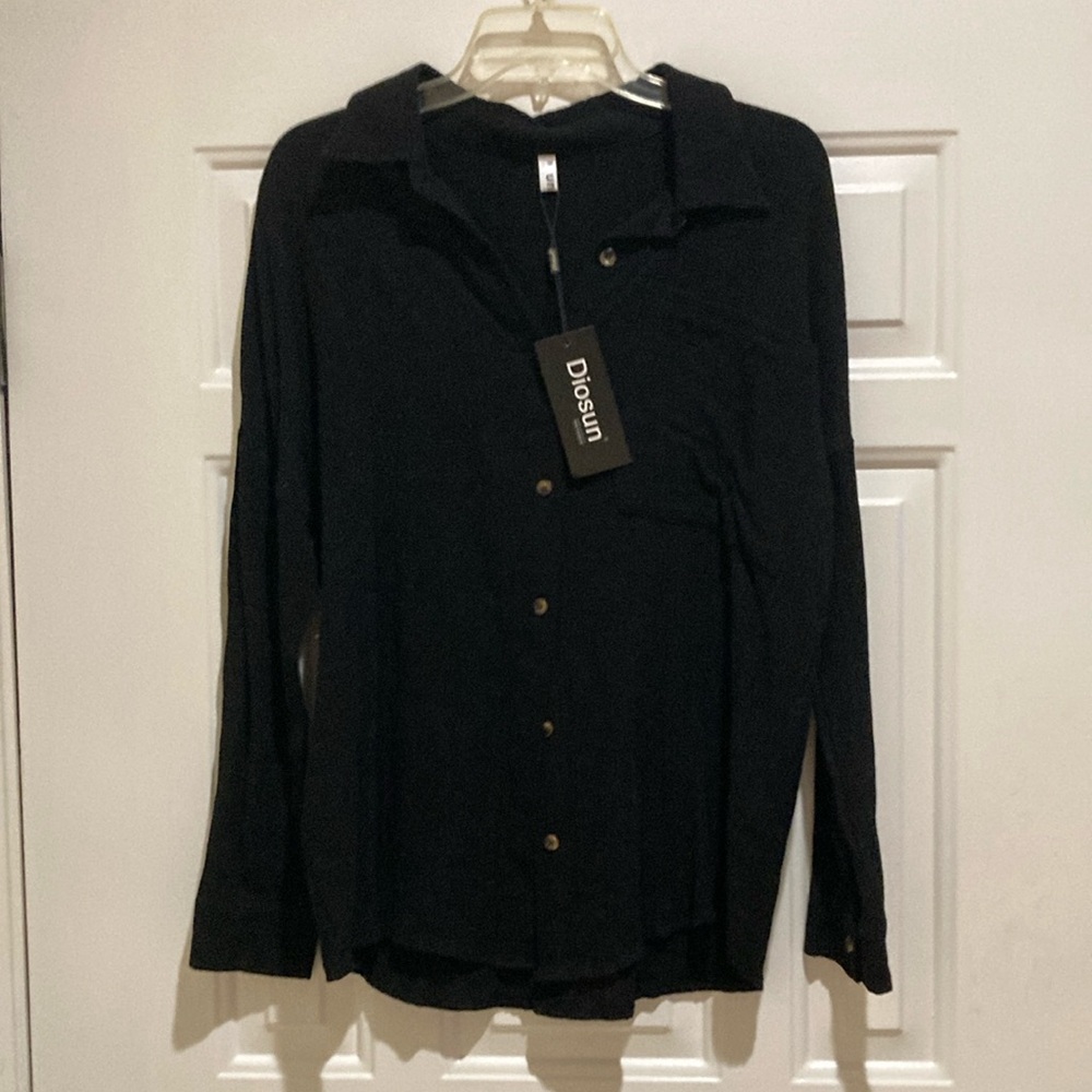 Diosun black button down top